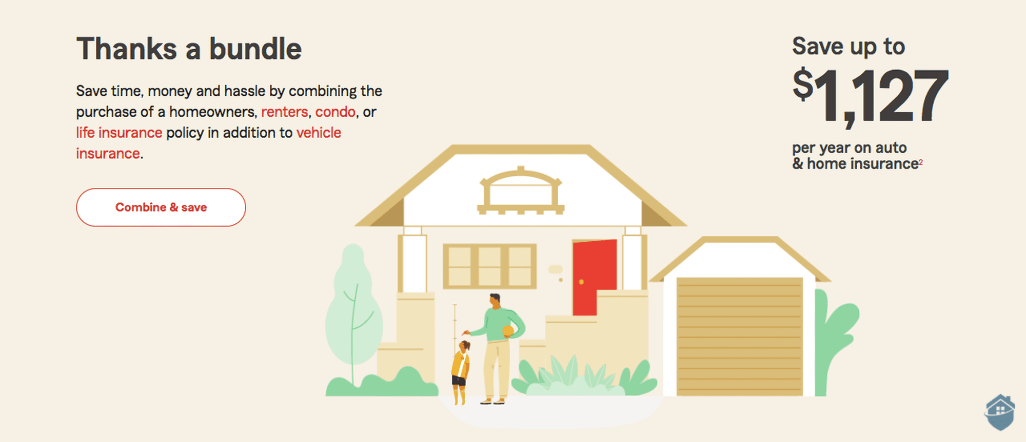 Bundling auto and home insurance saved us about 35 percent off our State Farm quote.