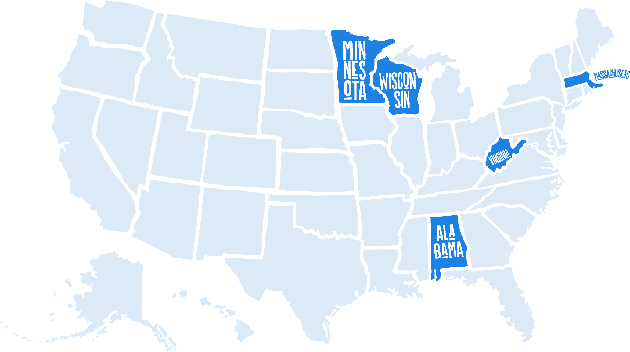 The best states for mold are Minnesota, Wisconisn, Alabama, Virginia, and Massachusetts.