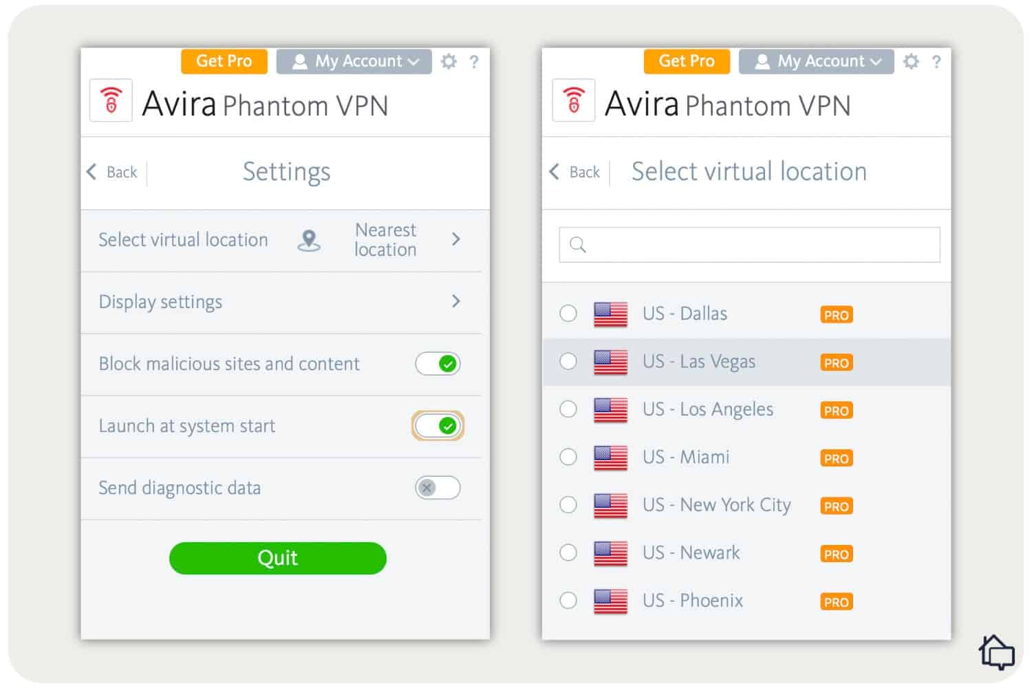 Phantom VPN’s settings are about as bare-bones as you can get.