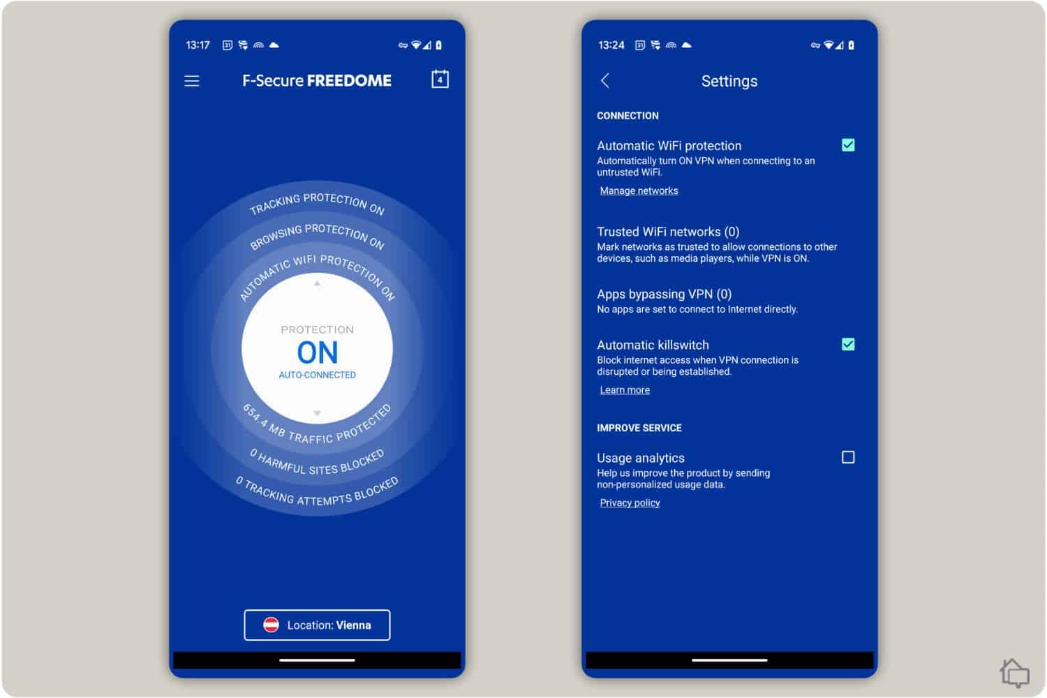 F-Secure’s Android mobile app is nearly identical to the desktop app