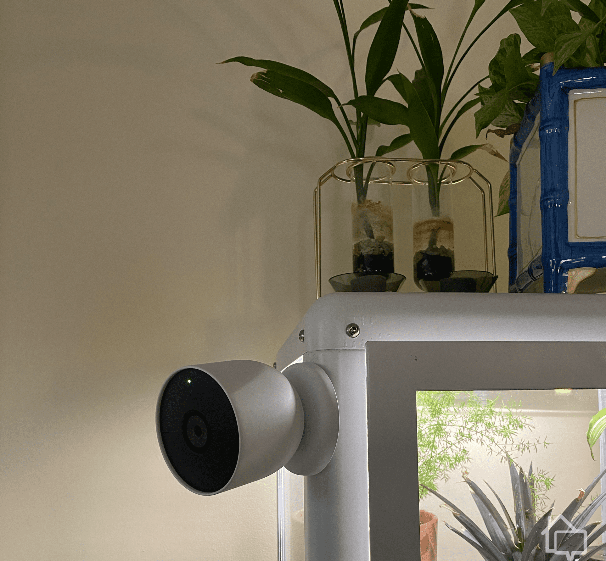 The Nest Cam mounted indoors