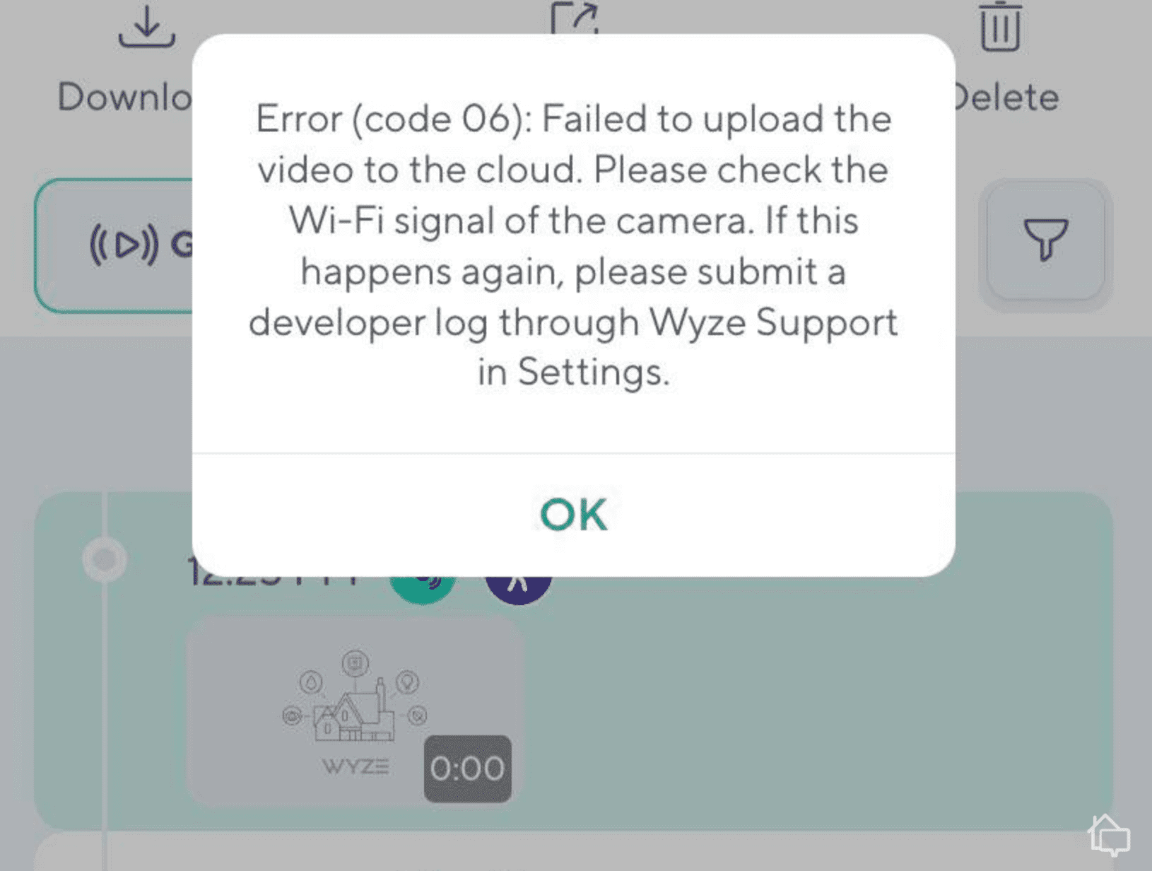 Wyze Error Code