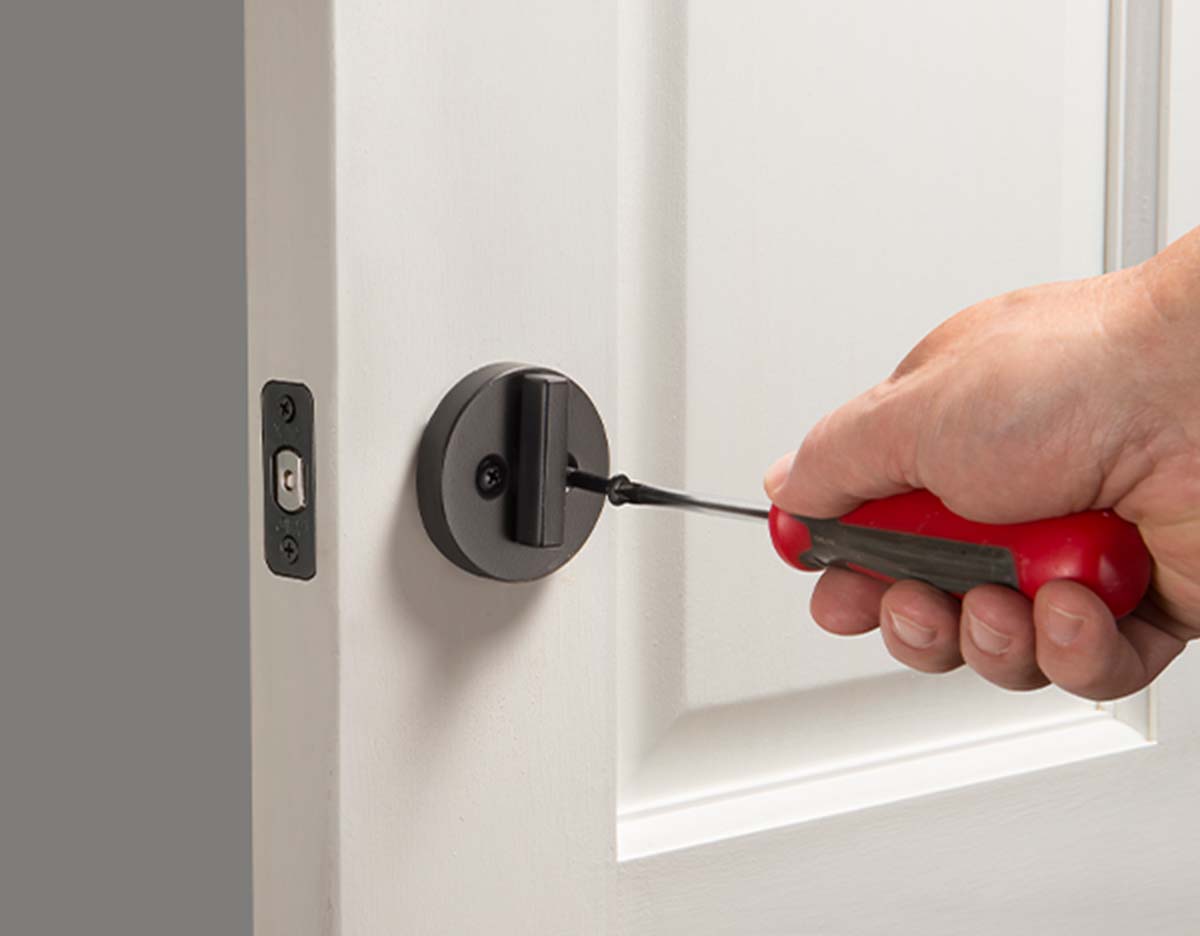 You’ll find your thumb turn lock on the inside of your door.