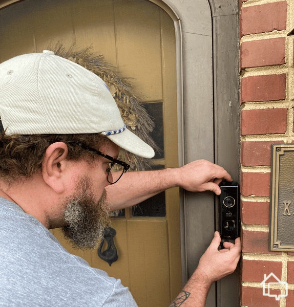 Mounting the Eufy Dual Video Doorbell on my front door.