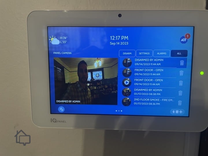 ADT Control Panel Activity Log