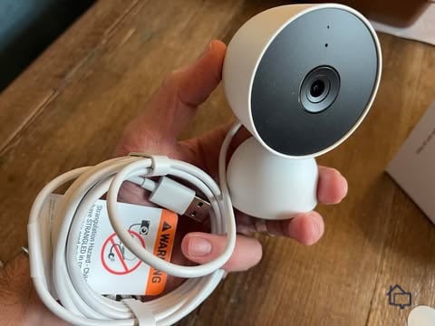 We chose the wired Google Nest Cam for our garage, as it doesn’t take up a lot of space.