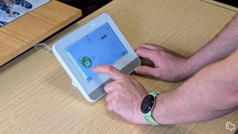 Testing the Frontpoint touch-screen controller after activating our monitoring service.