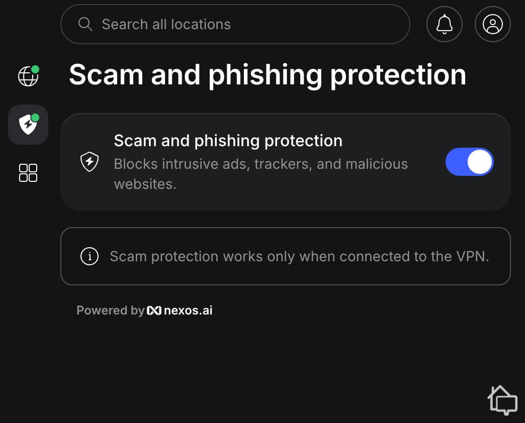 NordVPN’s scam and phishing protection. NordVPN’s scam and phishing protection.
