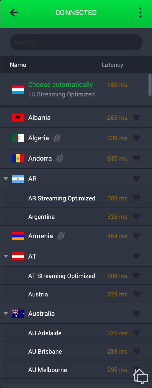 A list of some of Private Internet Access’s available servers A list of some of Private Internet Access’s available servers