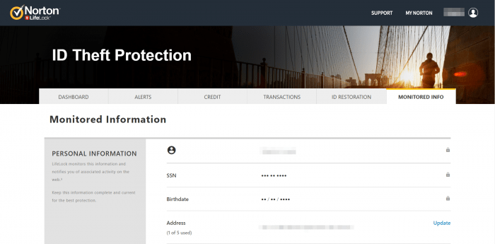 LifeLock Monitored Information